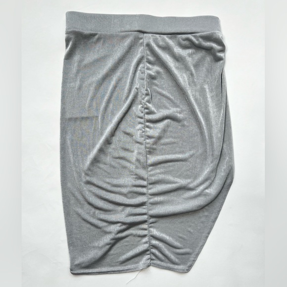 Metallic Silver Wrap Midi Skirt Mini Summer Asymmetrical Slit Dress Sequin Fest - Picture 5 of 17